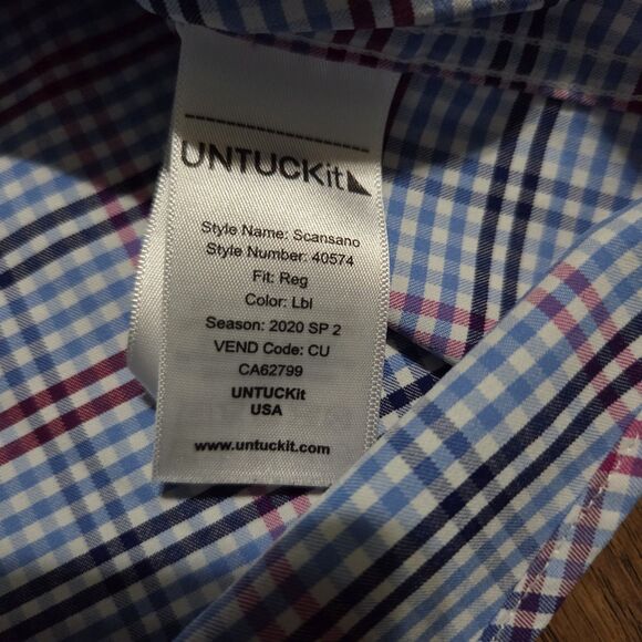UNTUCKit Performance Mens Shirt Small S Slim Fit Plaid Long Sleeve Casual Nylon - Picture 5 of 8